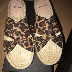 Brand new J. Crew leopard sandals, Size 8.